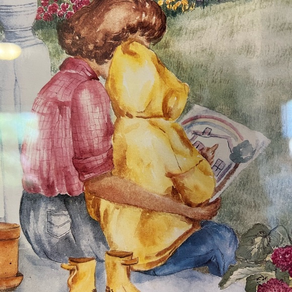 Framed and signed watercolor painting/print  by Ava Freeman 23”x19” Mom & Son - Picture 4 of 10